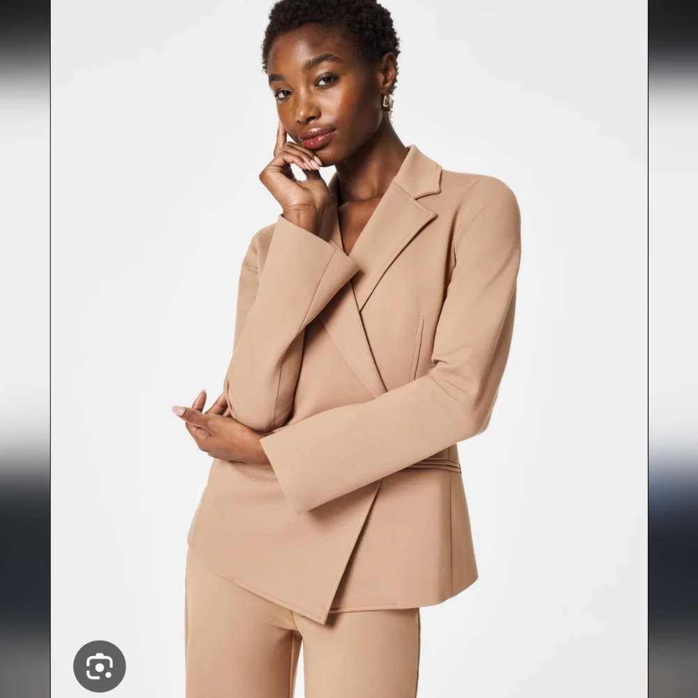 SPANX PERFECT ASYMMETRICAL TAILORED BLAZER Jacket Classic Camel XL New NWT